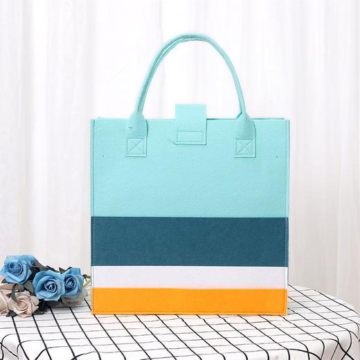 网红同款拼色山峰大容量托特包毛毡手提包简约轻便百搭时尚手提袋 商品图7