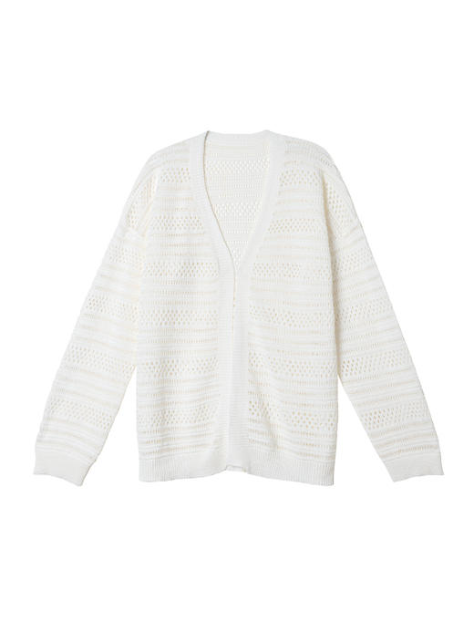 322工房和纸纱宽松针织开衫2023春夏百搭透视镂空长袖空调衫B059 商品图4