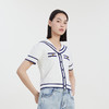 谜底针织衫短袖女2023夏季新款海军风短款拼色针织开衫232MZ0891 商品缩略图1