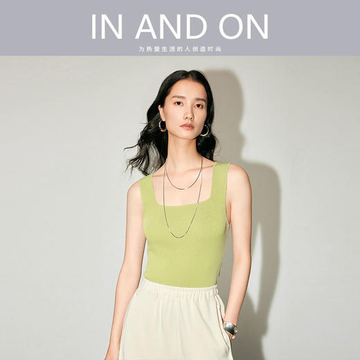IN AND ON53456女士夏季新款背心打底凉感冰曲U领针织百搭宽松显瘦上衣 商品图0
