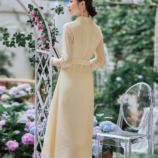 FLZD-2353文艺复古森女民族风简约国风装饰流苏刺绣绣花腰封宽腰带女连衣裙 商品图2