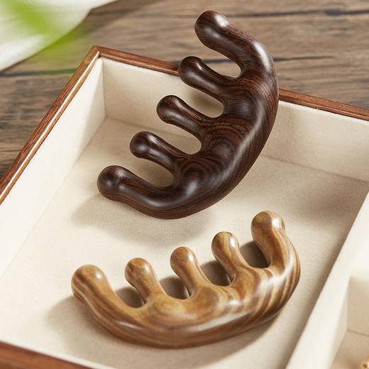 初心| 五指球齿按摩梳黑檀绿檀 商品图6