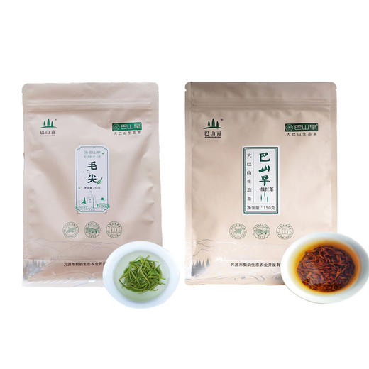巴山早红茶绿茶组合2023年新茶毛尖绿茶250g/袋一级红茶150g/袋 商品图0