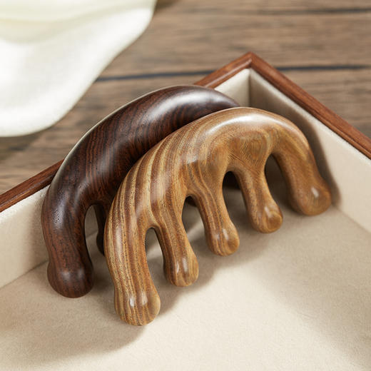 初心| 五指球齿按摩梳黑檀绿檀 商品图4