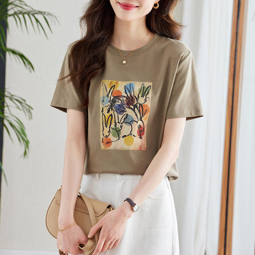 短袖t恤女，新款夏季女装休闲正肩遮肚子小个子短款显瘦上衣CC-MLX558 商品图6