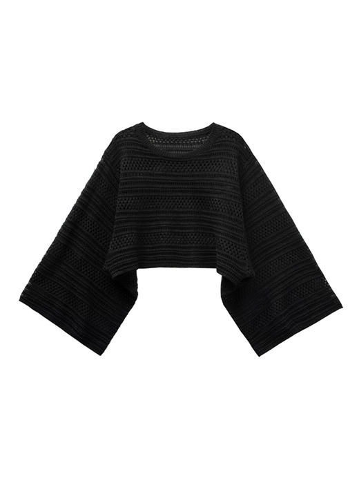 322工房镂空编织和纸纱宽松针织罩衫2023春夏长袖休闲空调衫B060 商品图4