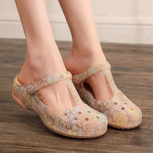 VEBLEN洞洞鞋女夏季平底海边拖鞋果冻沙滩凉鞋外穿坡跟凉拖鞋_HLY 商品图2