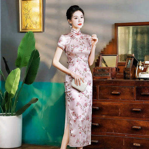WX真丝旗袍桑蚕丝宴礼服连衣裙春夏气质修身 商品图2
