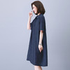 HR WY21109大码宽松遮肉显瘦连衣裙气质翻领时尚天丝裙 商品缩略图1