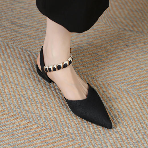 品质好货| Safiya索菲娅2023新款二层牛皮一脚蹬丝带尖头低跟单鞋SF31115774 商品图7