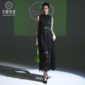 千年情话—梁祝草桥结拜漆黑色太阳花长裙2S40051