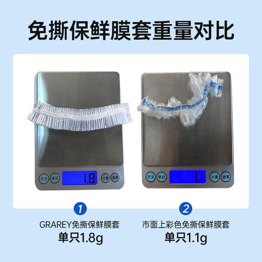 GRAREY 免撕保鲜膜套 高品质高压高透加厚升级 全新密封包装 100枚/包 商品图6