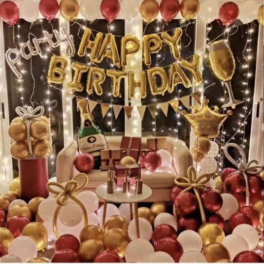 生日气球套装乳胶铝膜气球大人男孩女孩生日装饰场景周岁宴背景墙布置气1套 商品图2