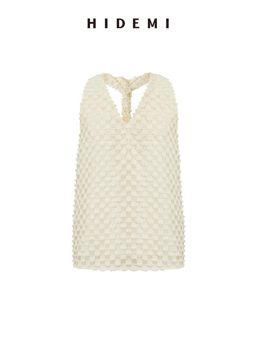 HIDEMI度假系列短流苏立体艺术感提花纽结设计感背心 商品图7