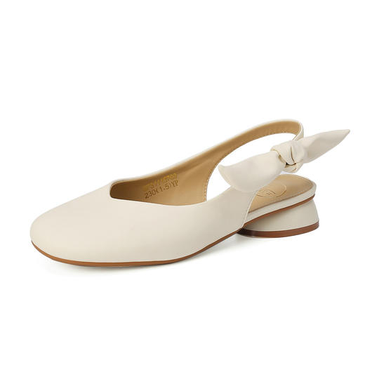 品质好货| Safiya索菲娅2023新款二层牛皮后空百搭蝴蝶结粗跟方头凉鞋SF31115769 商品图6