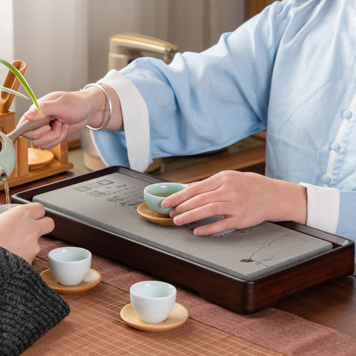 祥福寒食茶盘 现代纯天然乌金石高端家用干泡台茶台茶具茶海茶盘 商品图4