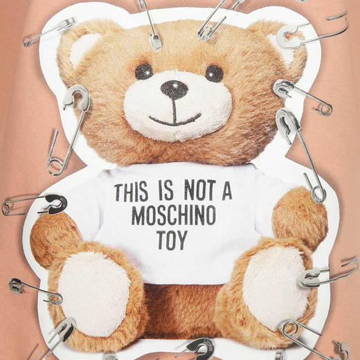 MOSCHINO 莫斯奇诺 女士棉质小熊徽标印花圆领短袖T恤裙 粉色 0444 5526 1147 商品图2