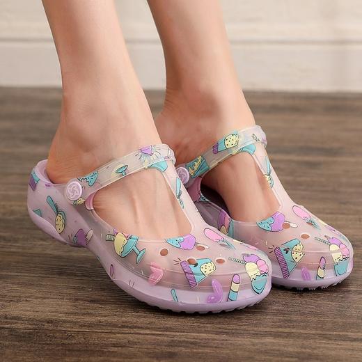 VEBLEN洞洞鞋女夏季平底海边拖鞋果冻沙滩凉鞋外穿坡跟凉拖鞋_HLY 商品图14