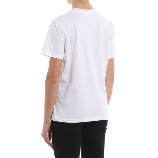 MOSCHINO COUTURE 莫斯奇诺 女士棉质字母徽标印花圆领短袖T恤 白色 0703 0540 2001 商品图2