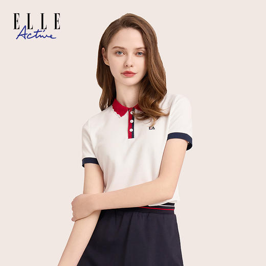 ELLE Active 夏季女装户外休闲百搭翻领短袖Polo上衣 商品图3