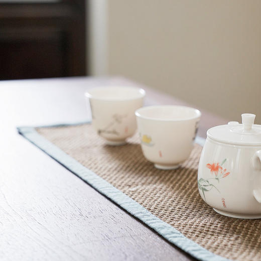 朴永泽茶席三件套 棉麻干泡茶席禅意包边茶席功夫茶具简约茶台茶垫棉麻茶布 商品图3
