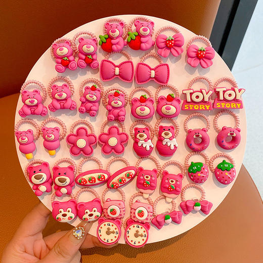 儿童可爱草莓熊皮筋女童扎头发新款发圈宝宝不伤发头绳橡皮筋发饰 商品图1