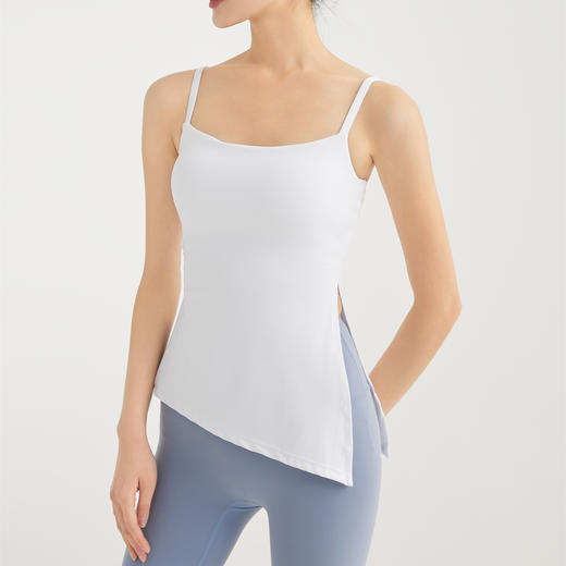 【限时秒】YOGACODE【火树银花系列】裸感单侧打褶开叉带胸垫瑜伽背心YCDS428 商品图2