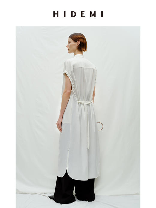 HIDEMI度假系列花苞袖极简廓形口袋衬衫连衣裙 商品图4