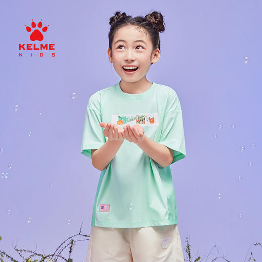KELME卡尔美儿童落肩短T夏季圆领透气印花运动T恤 商品图0