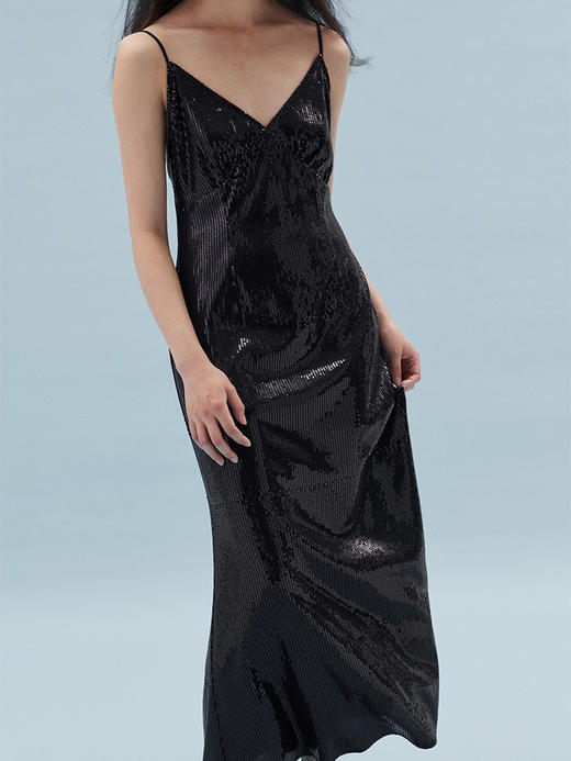 HOSIKARI｜HO23SS17 黑色亮片吊带连衣裙 商品图3