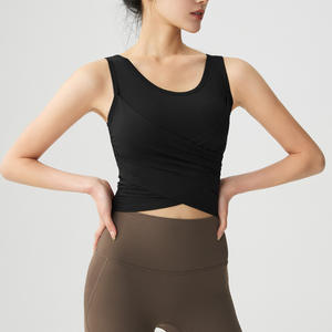 【限时秒】YOGACODE【火树银花系列】交叉褶皱一体式胸垫瑜伽背心YCDS490 商品图1