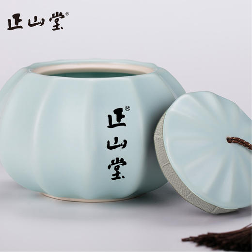 正山堂 陶瓷茶叶罐南瓜型 德化密封储存茶叶500ml容量 茶具 商品图3