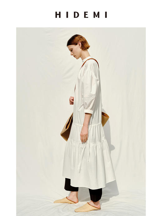 HIDEMI度假系列大花苞褶皱设计感伞状连衣裙 商品图2