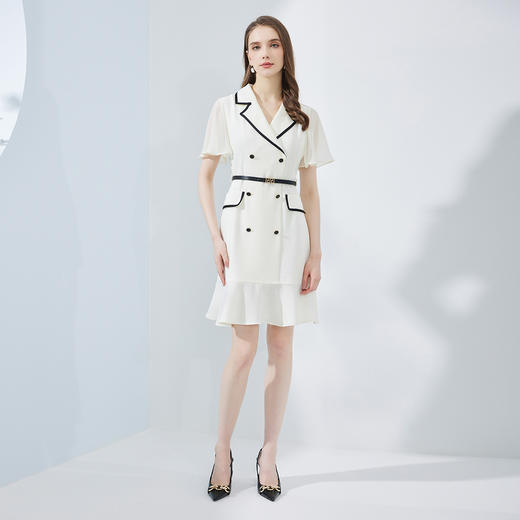 NF8F7斯尔丽瑟俪2023新款撞色镶边荷叶下摆小香风气质显瘦减龄连衣裙 商品图3
