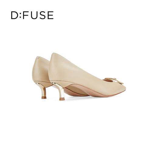 DFuse迪芙斯秋季新款单鞋女牛皮方头烤漆饰扣高跟鞋女单鞋DF33111005 商品图3