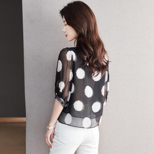 夏季新款，雪纺衫五分袖衬衫女大码T恤圆领小衫DB-5027 商品图1