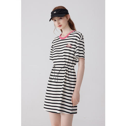 【严选】诗凡黎夏时尚黑白条纹连衣裙7E5392941 商品图1