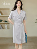 剩S/M/L/XL/XXL 米思阳2024夏季新款经典职场短袖西装连衣裙通勤设计感中长裙1525 商品缩略图0