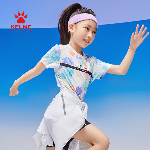 KELME卡尔美女童圆领短T夏季儿童跑步运动T恤 商品图2