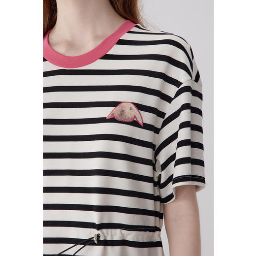 【严选】诗凡黎夏时尚黑白条纹连衣裙7E5392941 商品图3