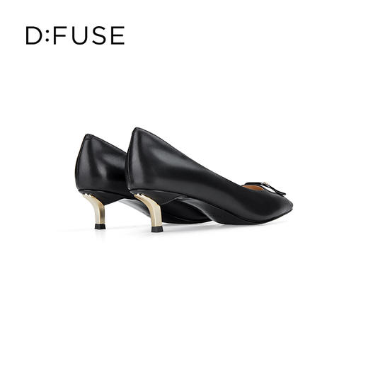 DFuse迪芙斯秋季新款单鞋女牛皮方头烤漆饰扣高跟鞋女单鞋DF33111005 商品图6