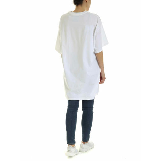 MOSCHINO 莫斯奇诺 女士棉质小熊徽标印花圆领短袖T恤裙 白色 0445 0440 1001 商品图3