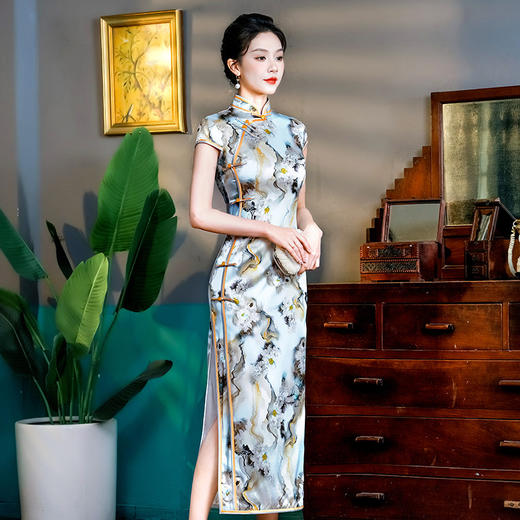WX真丝旗袍桑蚕丝宴礼服连衣裙春夏气质修身 商品图2