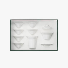 鸣盏 羊脂玉瓷茶具八件套家用功夫茶具MZ8010[福利品]