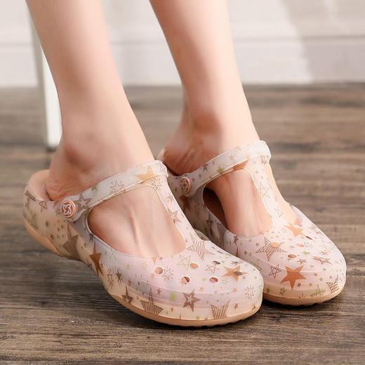 VEBLEN洞洞鞋女夏季平底海边拖鞋果冻沙滩凉鞋外穿坡跟凉拖鞋_HLY 商品图13