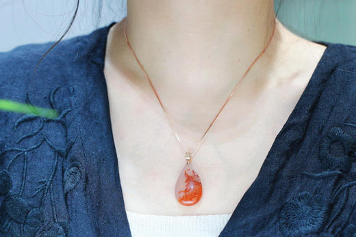 南红冰飘吊坠     镶嵌：18k金 商品图5