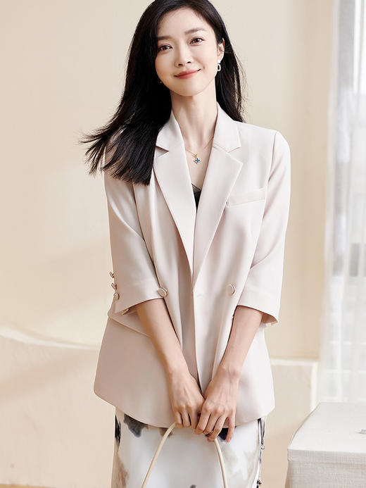 米思阳2025春夏新款职业装气质西服设计感七分袖薄款宽松外套1455 商品图2