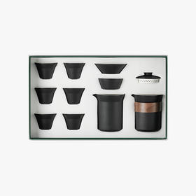 不吸茶性 容易清洗 | 鸣盏 纯手工黑陶功夫茶具十件套MZ8011[福利品]