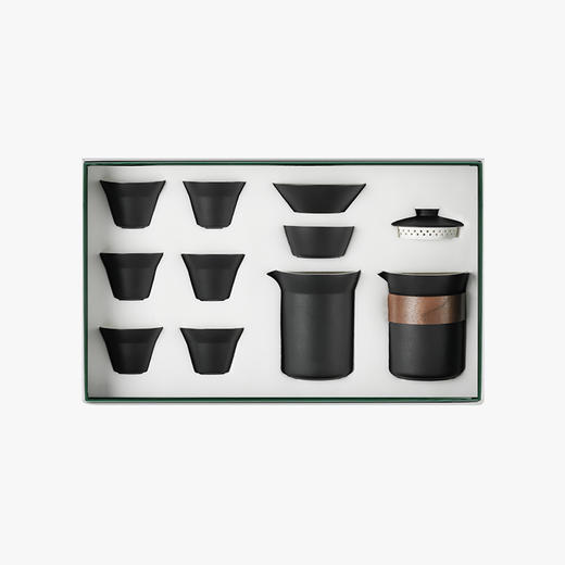不吸茶性 容易清洗 | 鸣盏 纯手工黑陶功夫茶具十件套MZ8011[福利品] 商品图0