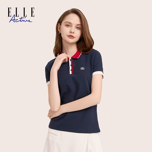 ELLE Active 夏季女装户外休闲百搭翻领短袖Polo上衣 商品图1